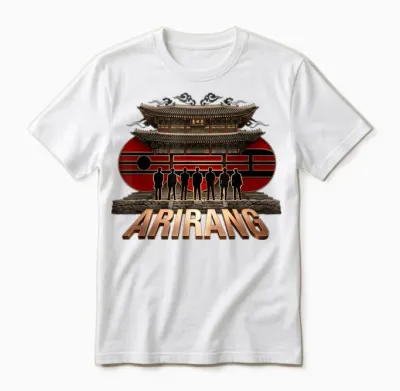 Retro Arirang Korean Hangul Basic Quote Unisex T-Shirt - White