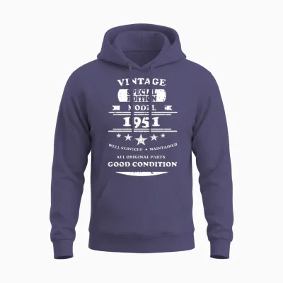 Vintage Retro White 1951 Unisex Hoodie - Heather Sport Dark Navy