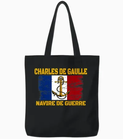 Charles De Gaulle R91 Nuclear Aircraft Carrier Father Grandfather Tote Bags - Black