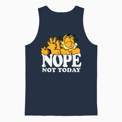 Garfield Nope Not Today Lazy Cat Bold Logo T-Shirt - Unisex-Adults, Unisex-Kids - Black - Short Sleeve - T-Shirt - Novelty T-Shirts Unisex Tank Top - Navy