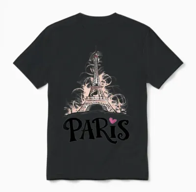 Eiffel Tower Paris Holiday France Souvenir Women Girls Unisex T-Shirt - Black