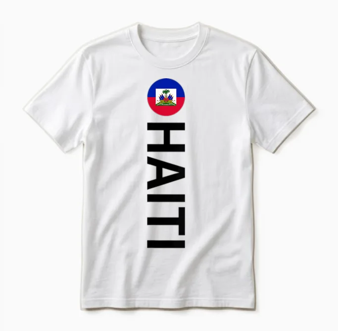 Drapeau Haïti Vertical Unisex T-Shirt in White