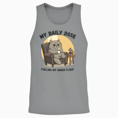 Designfunny Coffee Cat - My Daily Dose Unisex Tank Top - Sport Grey