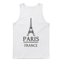 Paris France Unisex Tank Top - White – 1