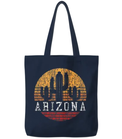 Arizona Vintage Retro Cactus Tote Bags - Navy