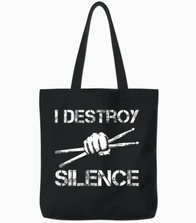 Drummer Art Drumsticks Men Women Drum Set Drumming Lovers Tote Bags - Black