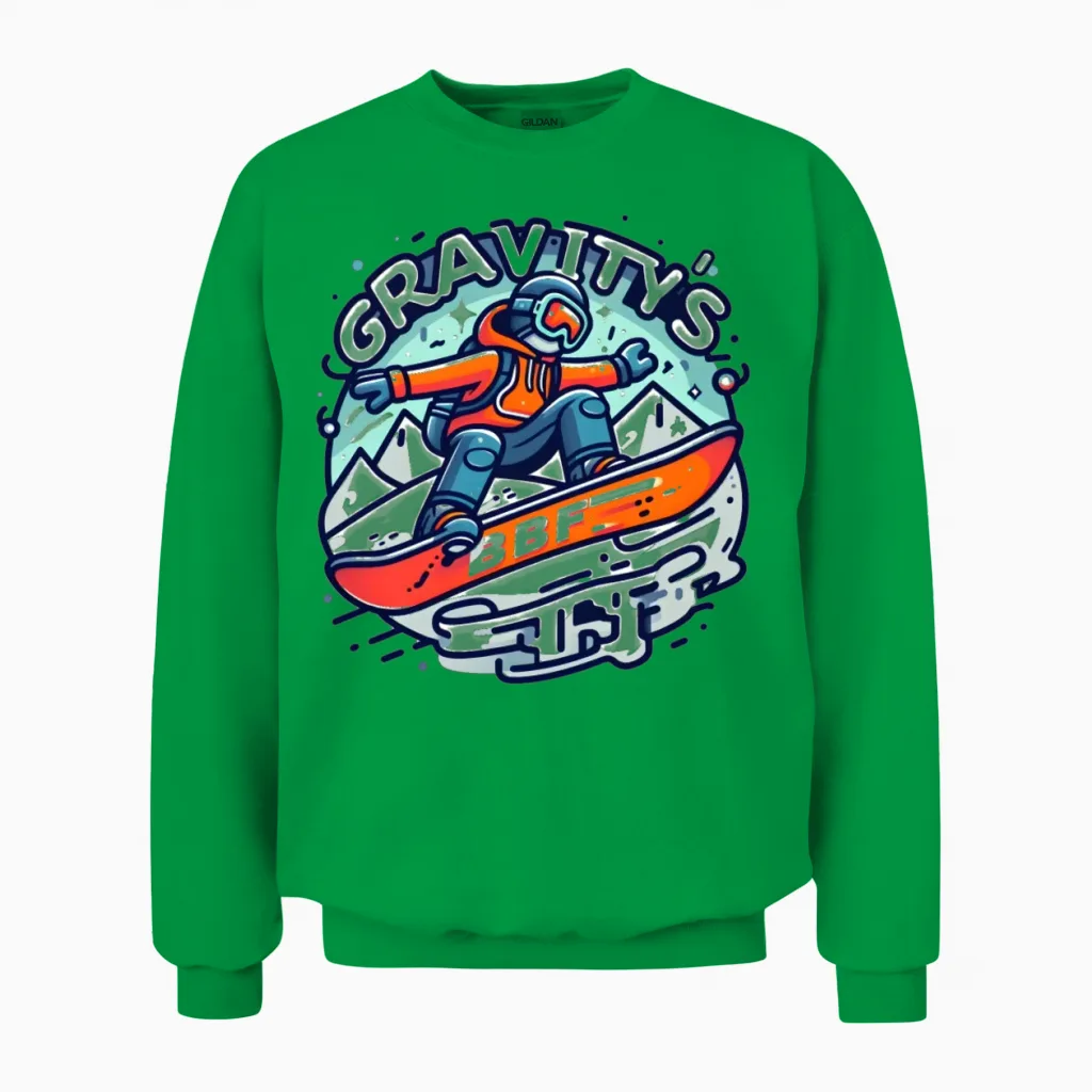 Snowboarding: Gravity's Bff Unisex Sweatshirt in Irish Green