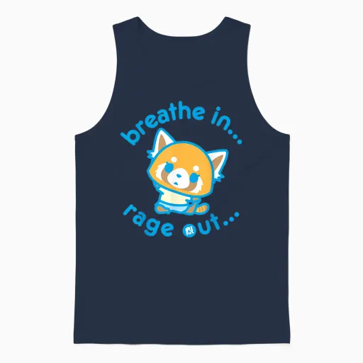 Aggretsuko Yoga Breathe in Rage Out Unisex Tank Top in Navy