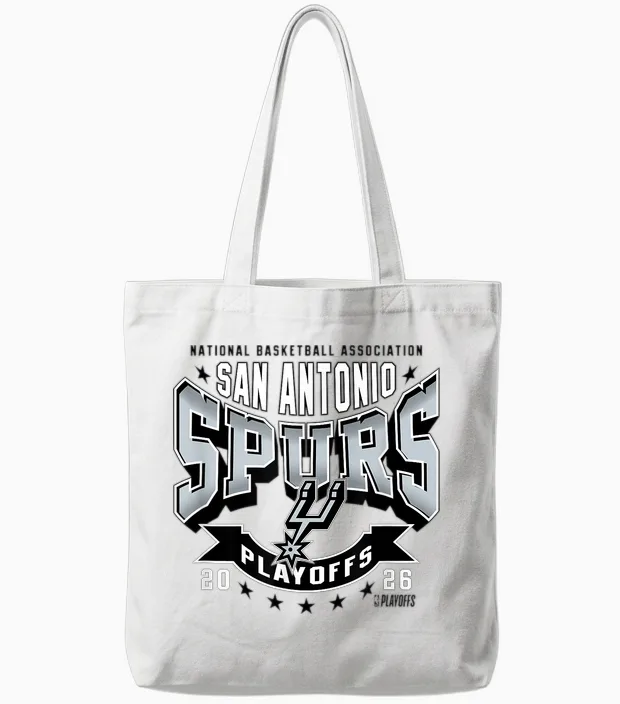 Nba Officiel 2026 Playoffs San Antonio Spurs Next Tote Bags in White