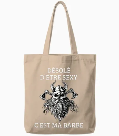 Men's Sorry to Be Sexy Beard Gift for Vikings T-Shirt, Black Tote Bags - Natural