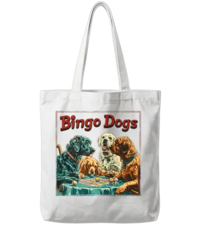 Bingo Dog Versus Chess Dog Player Tote Bags - White