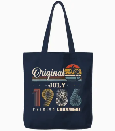 Original July 1986 40th Birthday Vintage Gift Tote Bags - Navy