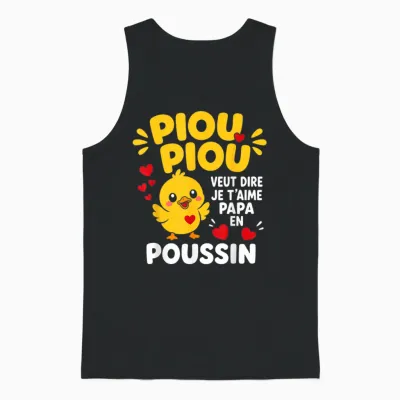 Piou Piou Je T'aime Papa Poussin Child Father's Day Unisex Tank Top - Black