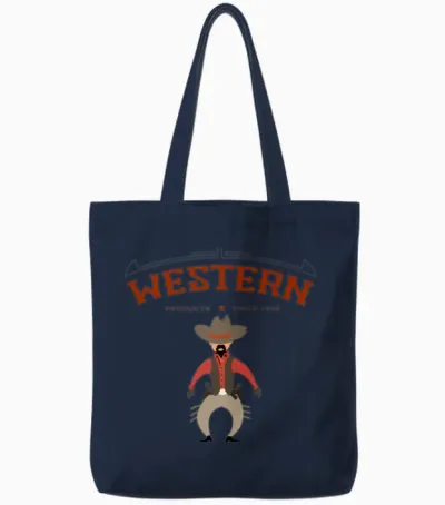 Western Retro Desing Tote Bags - Navy
