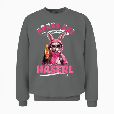 Apres Ski Haserl Rabbit Skihaserl Women's Party Crew T-Shirt, Black Unisex Sweatshirt - Graphite Heather