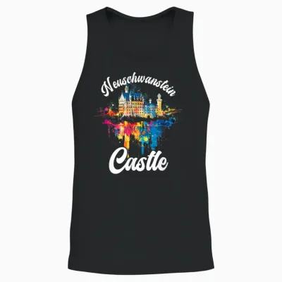 Schloss Neuschwanstein Bunt Künstlerisch Märchenschloss Unisex Tank Top - Black