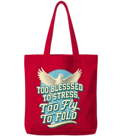 Too Blessed to Stress Dove Vibes Tote Bags - Red