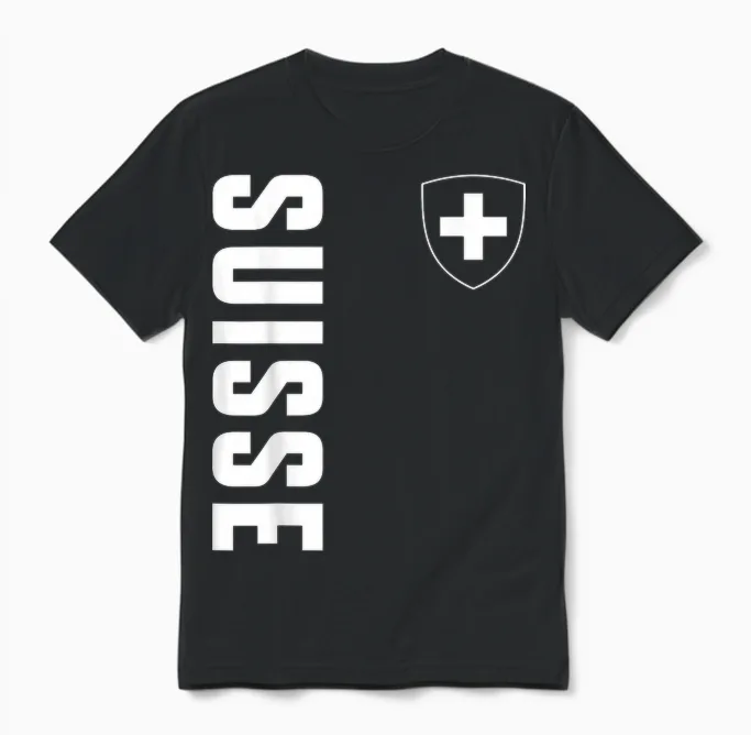 Schweiz Flagge Schweizerkreuz Fan Switzerland Patriotisches Unisex T-Shirt in Black