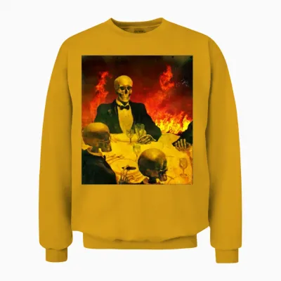 Demon Father Hell Party Funny Skeleton Retro Fire Unisex Sweatshirt - Gold