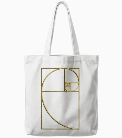 Golden Ratio Sacred Fibonacci Spiral Tote Bags - White