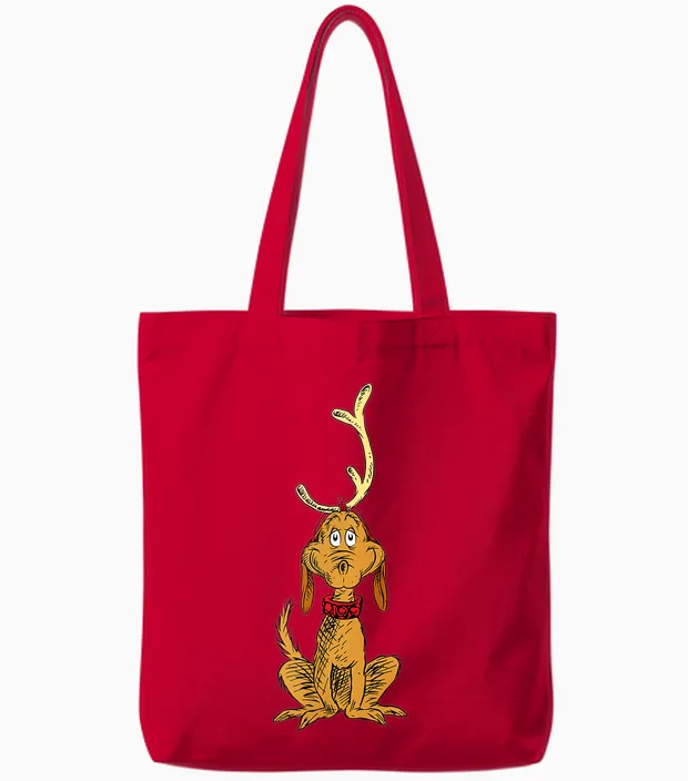 Dr. Seuss Mens Classic Dr Seuss Reindeer Max T Shirt, Black, Small Us Tote Bags in Red