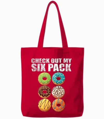 Check Out My Six Pack Donut - Funny Gym Tote Bags - Red