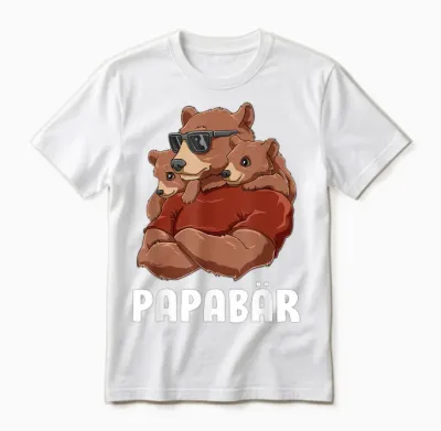 Papa Bear Sibling Clamp Daughter Son Dad Father's Day T-Shirt, Black Unisex T-Shirt - White