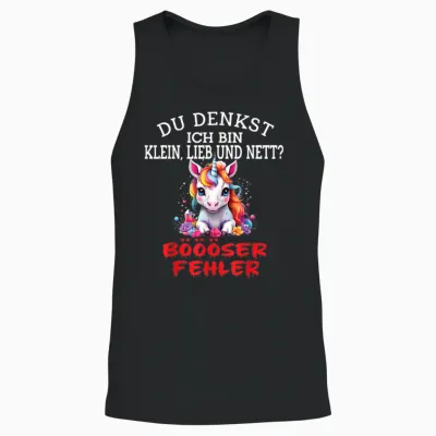 Du Denkst Ich Bin Klein Lieb Und Nett Cute Funny Unicorn T-Shirt, Black Unisex Tank Top - Black