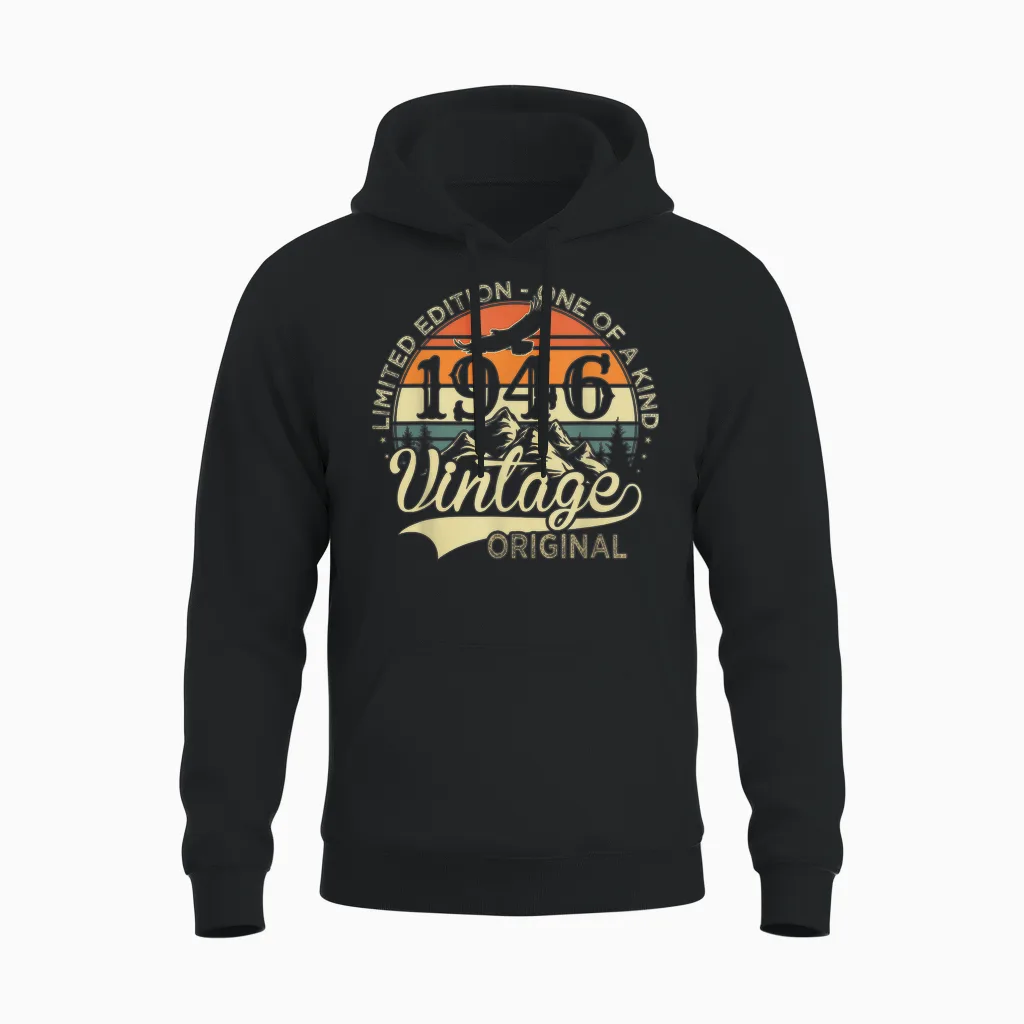 Original 1946 Vintage Cadeau 80 Ans Anniversaire Homme Femme Unisex Hoodie in Black