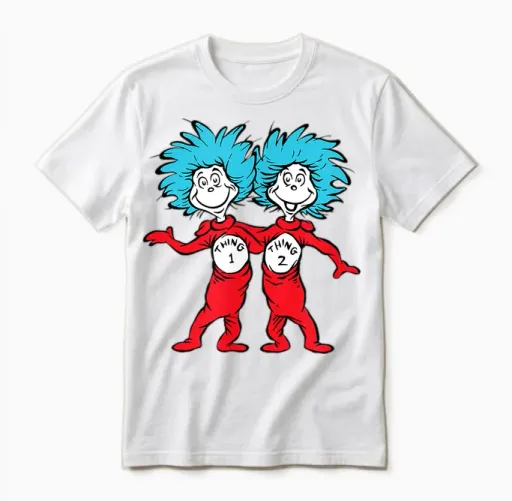 Dr. Seuss Thing 1 Thing 2 Buddies Unisex T-Shirt in White