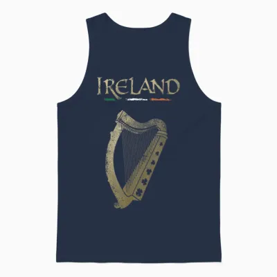 Vinagreshop Irland-Flagge Und Harfe Mit Klee Unisex T-Shirt Schwarz S Eu 38-40 Unisex Tank Top - Navy
