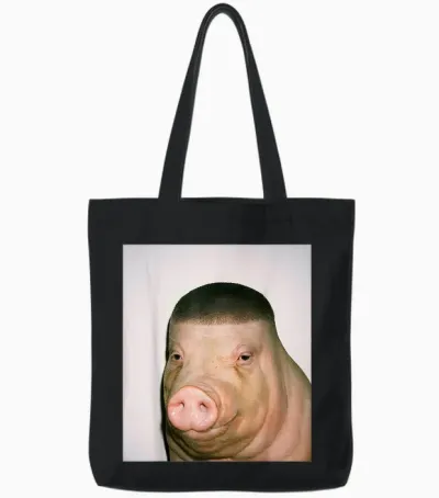 Buzz Cut Pig Fade Lustiges Meme Tote Bags - Black
