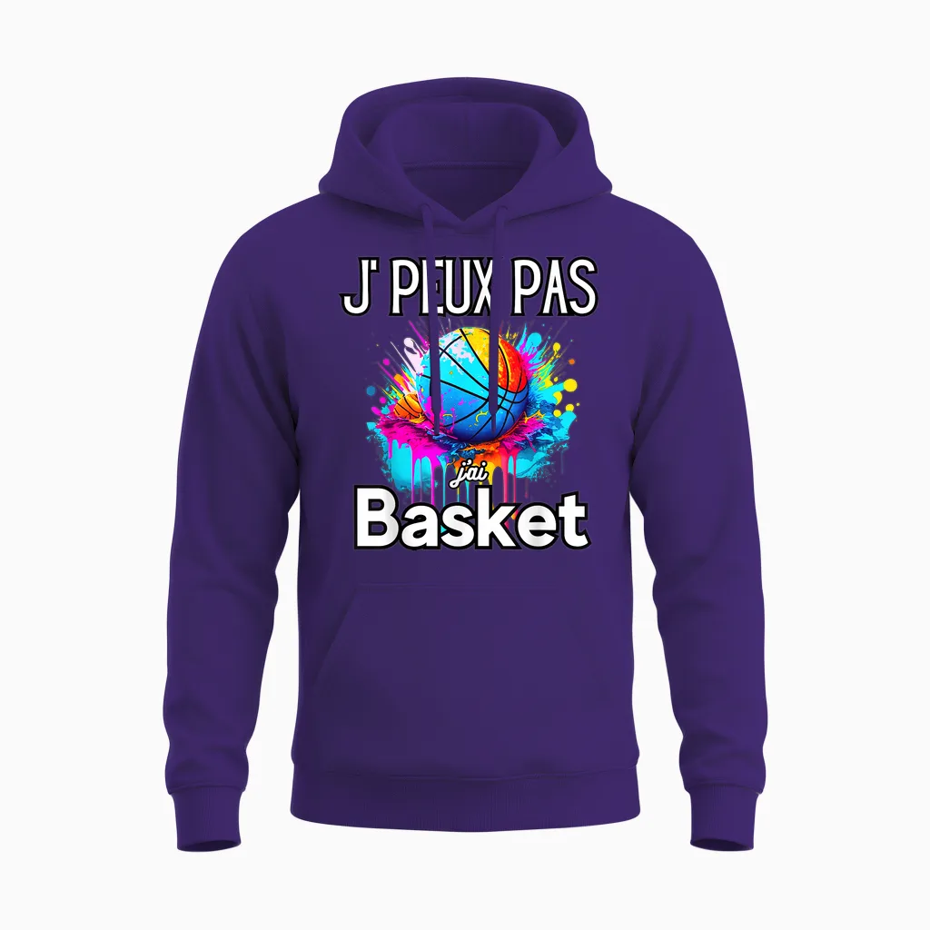 J'peux Pas Jai Basketball Basketball for Children Women Teenagers Men Unisex Hoodie in Purple