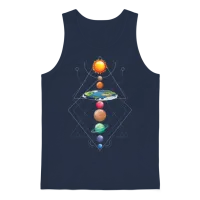 Solar System Flat Earth I Love My Planet Space Unisex Tank Top - Navy – 1