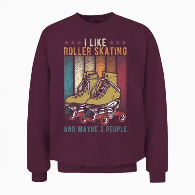 Rollerskating Retro Unisex Sweatshirt - Maroon