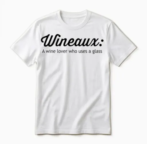 Wineaux. Wine Lover Who Uses a Glass Unisex T-Shirt in White