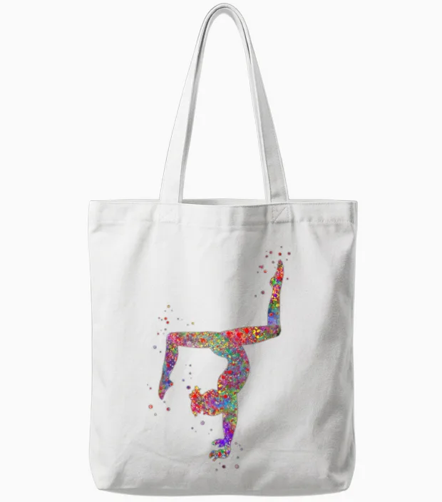 Gymnastics Girl Tote Bags in White