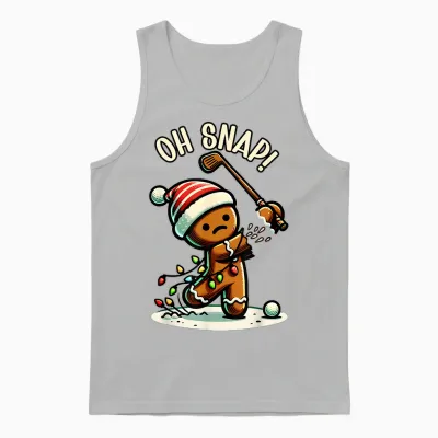 Funny Gingerbread Man Pajamas & Pjs Xmas Holiday Oh Snap Gingerbreadman Golfer Golf Christmas Golfing Unisex Tank Top - Ash