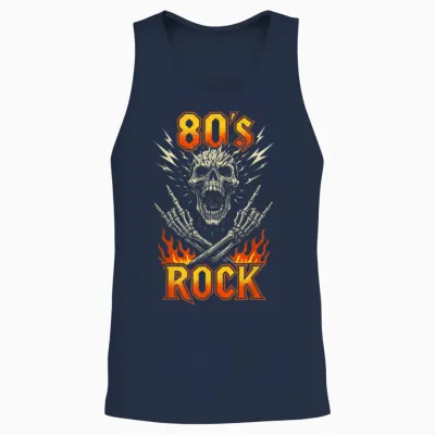 80s Retro Music Band Gift Rock Vintage Skull Unisex Tank Top - Navy