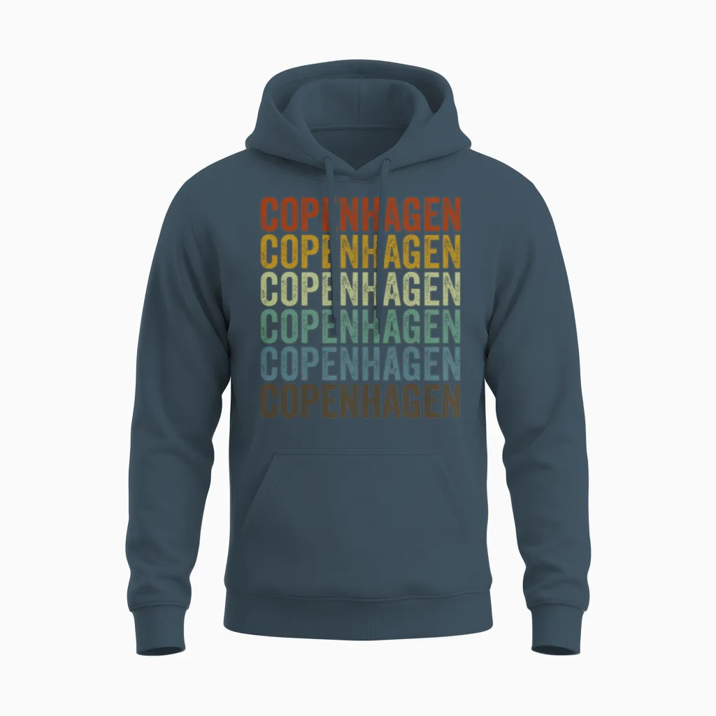 Copenhagen Denmark Retro Vintage Unisex Hoodie - Dark Heather