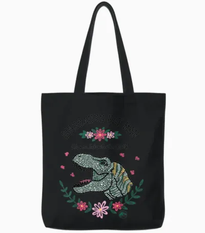 Jurassic Park Dinos Eat Man Women Inherit the Earth Tote Bags - Black