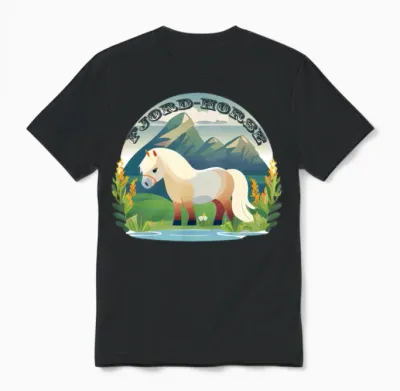 Norwegian Fjord Horse on Grass- Horses Unisex T-Shirt - Black