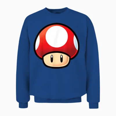 Super Mario Red Mushroom Big Face Unisex Sweatshirt - Royal