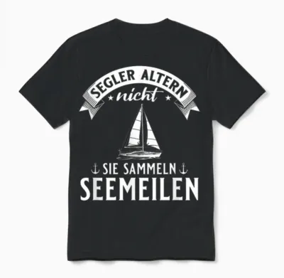 Men's T-Shirt with Sailor Age Not Ageing Boat Captain Unisex T-Shirt - Black