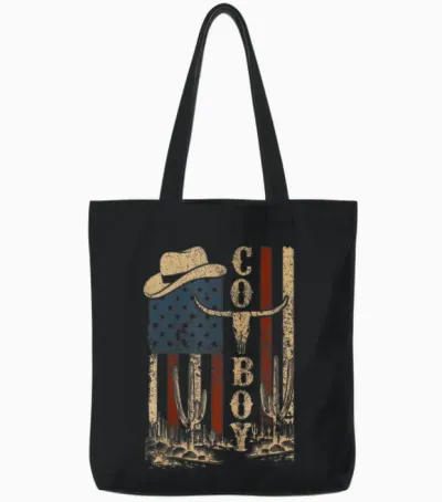 Western Country Rodéo Rétro Cowboy Pour Homme Et Adolescent Tote Bags - Black