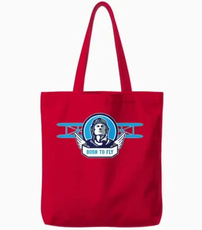 Born to Fly Retro Pilot Tote Bags - Red
