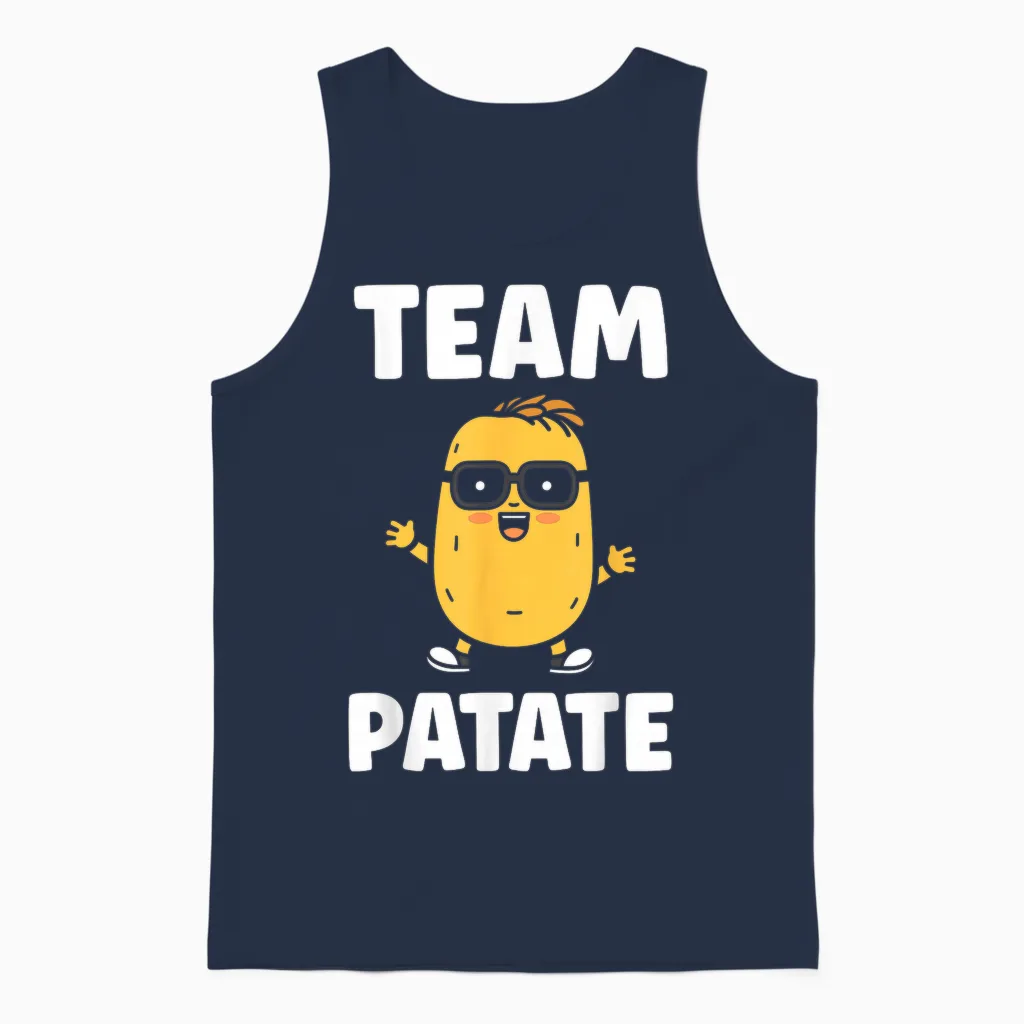 Funny Little Potato Quote Team Potato T-Shirt, Black, S Unisex Tank Top in Navy