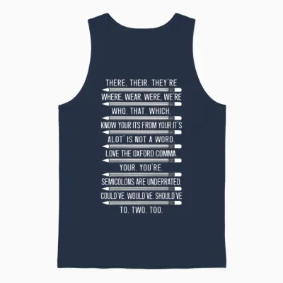 Funny Grammar Police Grammar Nazy English Teacher Unisex Tank Top - Navy