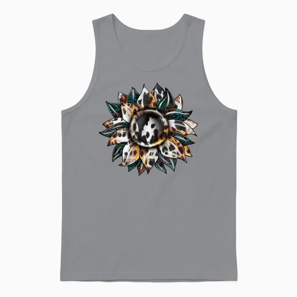 Western Sunflower Unisex Tank Top in Sport Grey