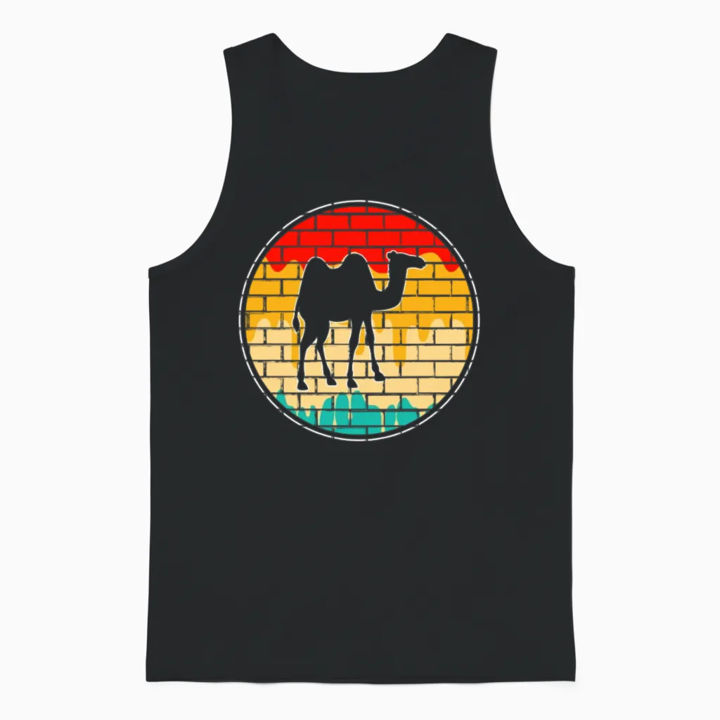 Camel Retro Unisex Tank Top in Black
